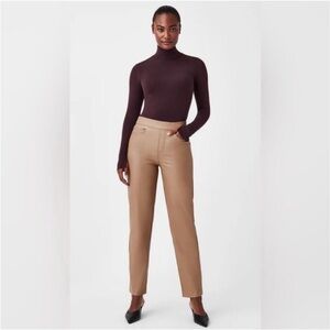 SPANX Leather-Like Straight Leg Pants Toffee size XL